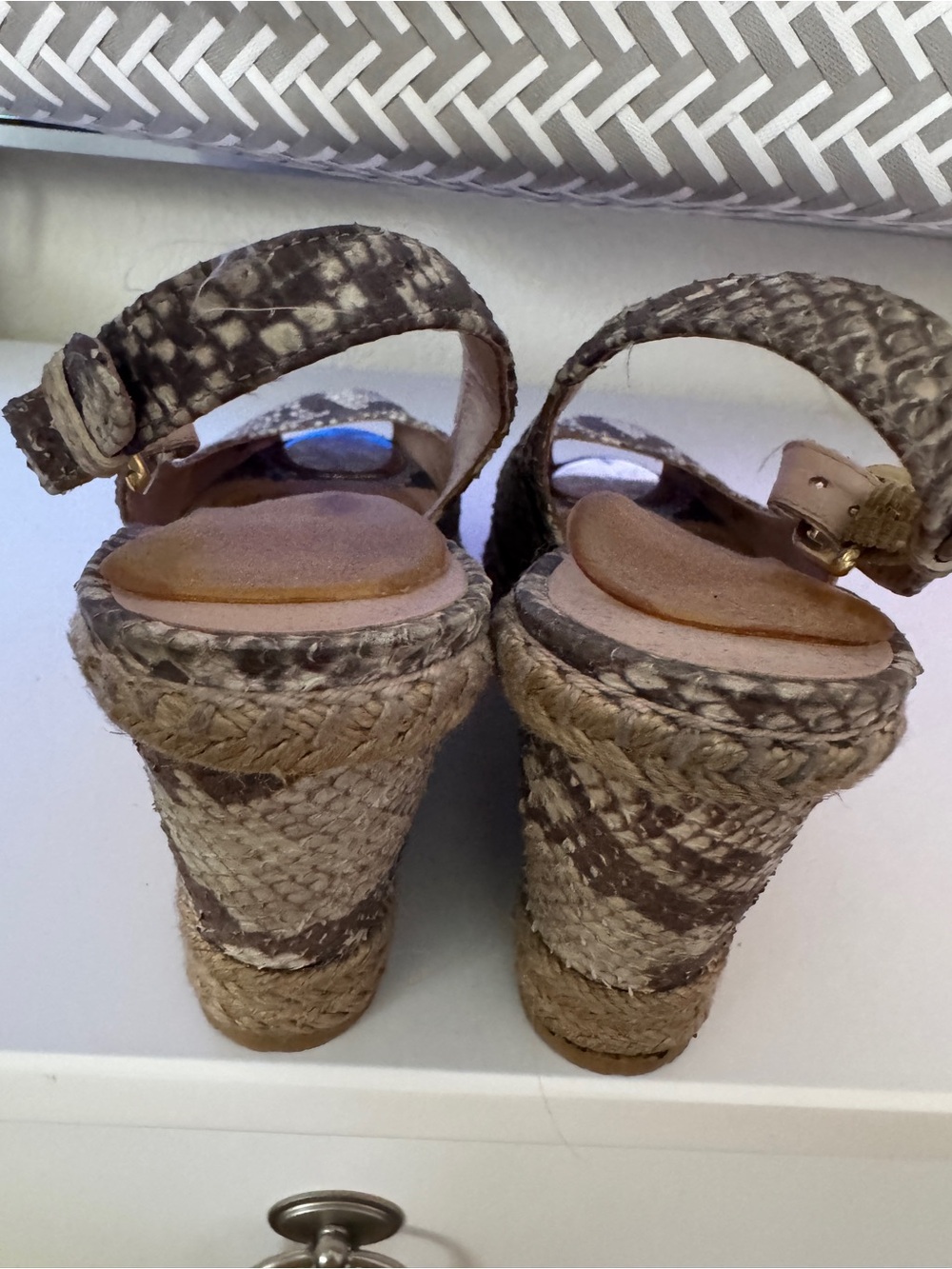 Stuart Weitzman Snake-Print Espadrille Wedges - Brown/Beige - Picture 3 of 3